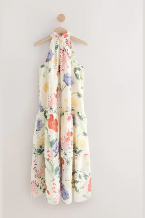 Next Kew Collection Floral Print Halter Tie Neck Layered Maxi Dress