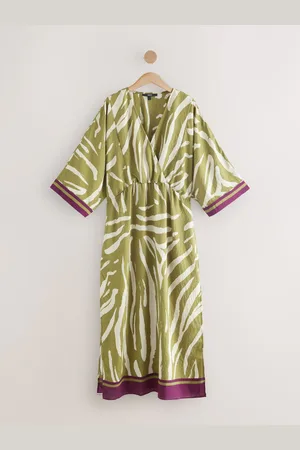 Next /Cream Zebra Print V-Neck Kaftan Maxi Dress