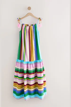 Next Multicolour Brights Strappy Drop Waist Tiered Maxi Dress