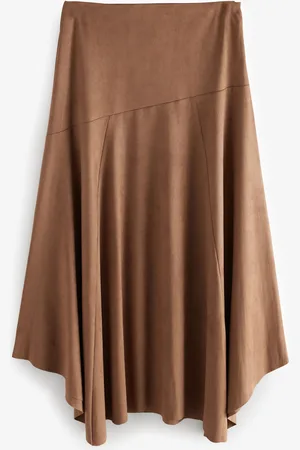 Next Faux Suede Asymmetric Hem Midi Skirt