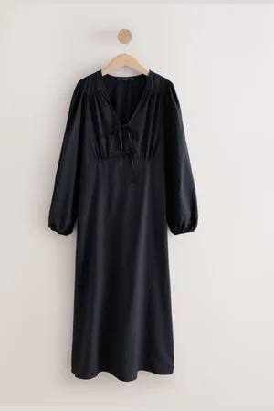 Next Long Sleeve Tie Front Midi Dress
