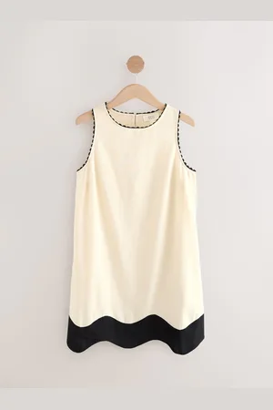 Next Cream/Ecru & Scallop Edge Mini Shift Dress
