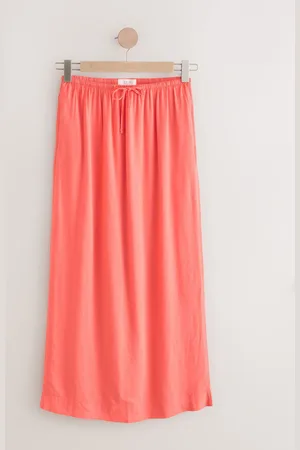 Next Peach Tie Waist Maxi Skirt With Linen