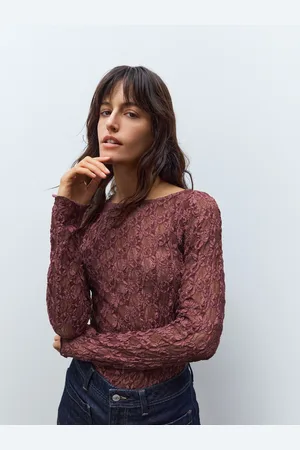 Next Rose Texture Floral Lace Long Sleeve Top