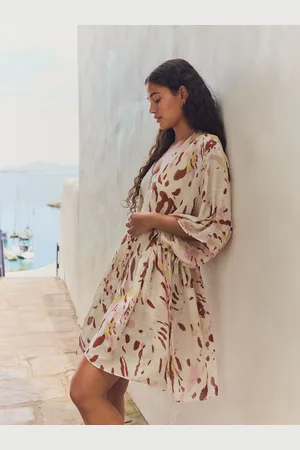 Next Blurred Animal Print Longline Tie Waist Kimono Cover-Up