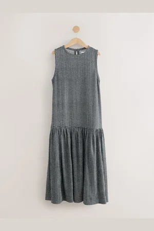 Next Blue & Gingham Sleeveless Textured Jersey Dropwaist Maxi Dress