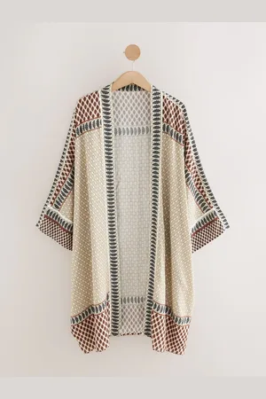 Next Woodblock Print Longline Kimono Cover-Up