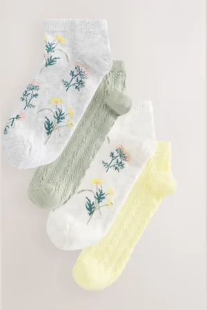 Next /Yellow Floral Trainer Socks 4 Pack