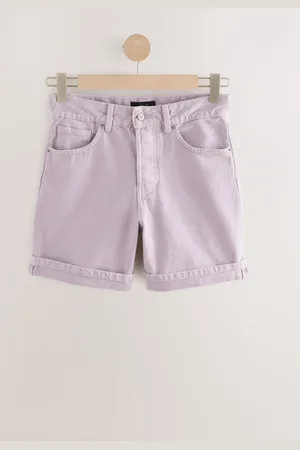 Next Lilac Purple Bleach Relaxed Turn Up 100% Cotton Shorts
