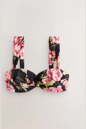 Next Floral Frill Wired Bandeau Bikini Top