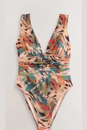 Next Teal/ Metallic Animal Plunge Tummy Control Swimsuit