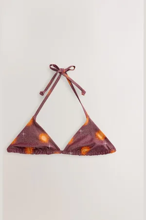 Next Burgundy Sun Print Metallic Triangle Bikini Top