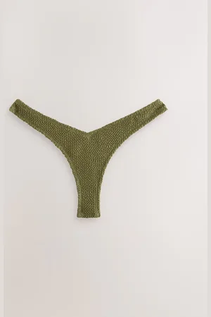 Next Khaki Crinkle Tanga Bikini Bottoms