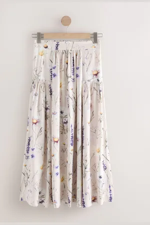 Next Ecru Floral Lightweight Maxi Skirt
