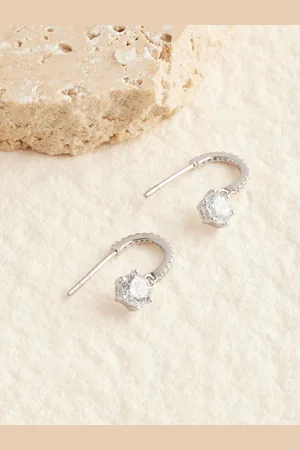 Next Sterling Cubic Zirconia Hoop Drop Earrings
