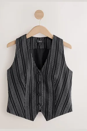 Next /White Striped Textured Waistcoat
