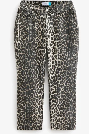 Next Leopard Print Hourglass Straight Leg 100% Cotton Jeans