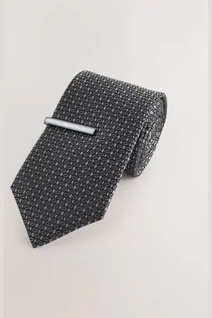 Next Wide Silk Tie With Tie Clip