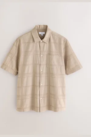 Next 100% Cotton Textured Check Short Sleeve Shirt
