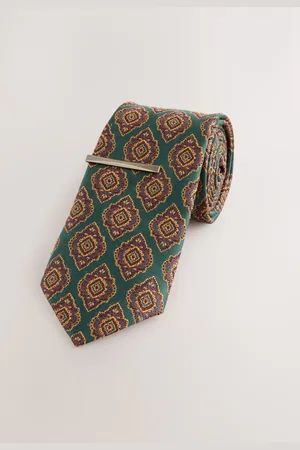 Next Geometric Print Tie with Tie Clip
