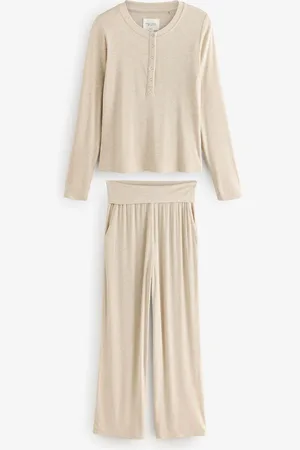 Next Oatmeal Ribbed Long Sleeve Pyjamas