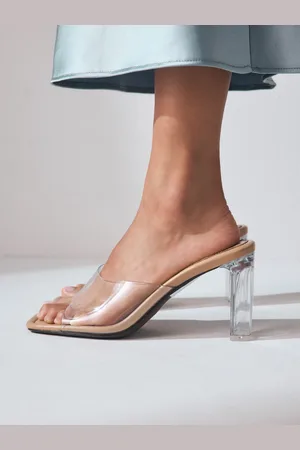 Next Clear Forever Comfort Square Toe Vinyl Block Heel Mules