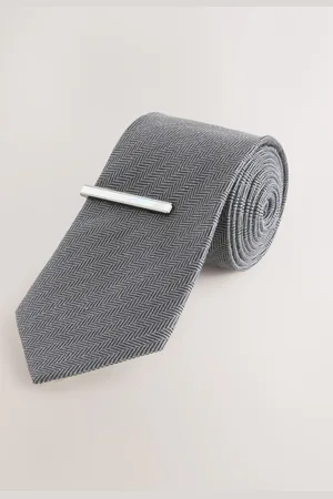 Next Herringbone Tie with Mother of Pearl Tie Clip