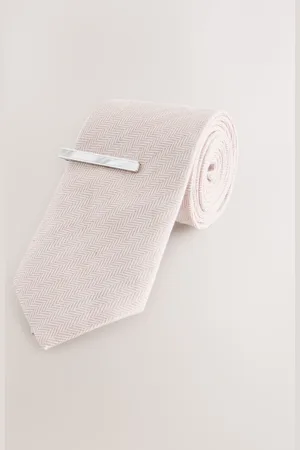 Next Herringbone Tie with Mother of Pearl Tie Clip