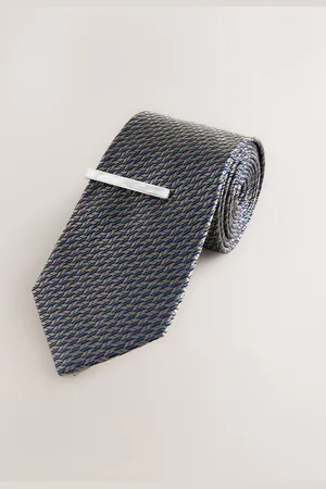 Next Wide Silk Tie With Tie Clip