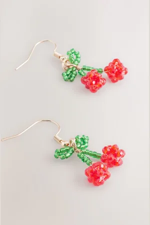 Next Red Beaded Cherry Drop Earrings