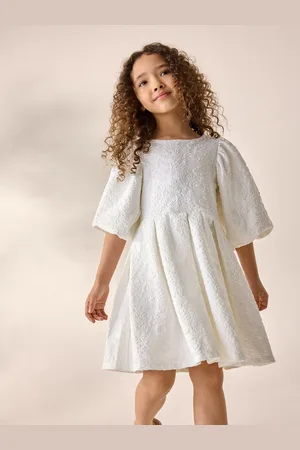 Next Textured Puff Sleeve Occasion Dress (3-16yrs)