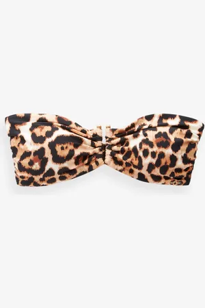 Next Animal Print Trim Bandeau Bikini Top