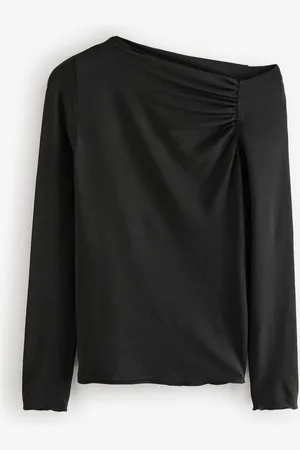 Next Long Sleeve Asymmetric Gathered Top