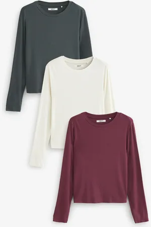 Next Wine/Ecru/ TENCEL Long Sleeve Tops 3 Pack