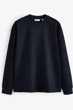 Next Blue Relaxed Fit Long Sleeve Heavyweight 100% Cotton T-Shirt