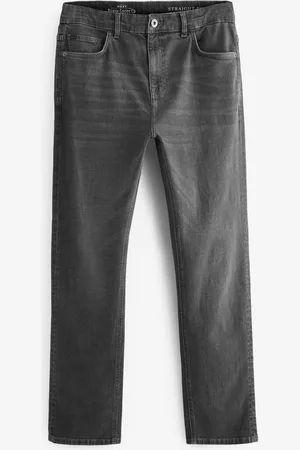 Next Charcoal Straight Fit Vintage Wash Denim Jeans