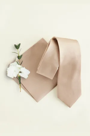 Next Brown Silk Tie And Pocket Square Set