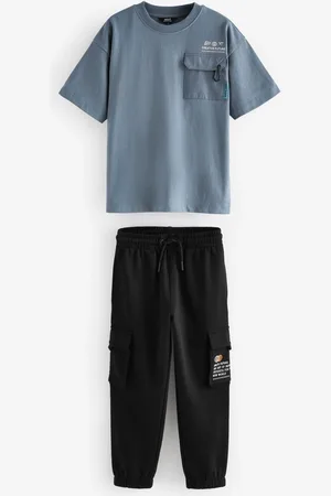 Next Grey/ Utility 100% Cotton Short Sleeve T-Shirt and Joggers Set (3-16yrs)