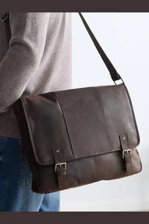 Next Oily Leather Messenger Bag