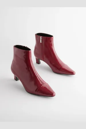 Next Red Patent Forever Comfort Chisel Toe Ankle Boots
