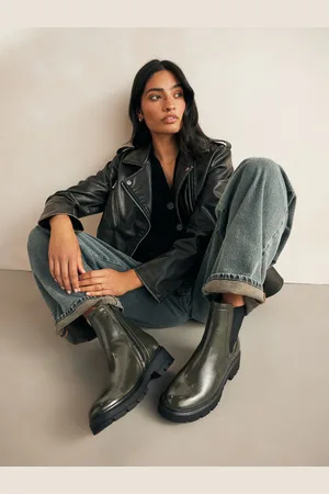 Next Khaki Extra Wide Fit Forever Comfort Patent Chelsea Boots