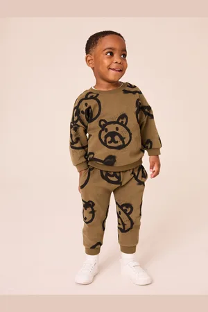 Next Khaki Spray Bears All-Over Print Character Sweatshirt and Joggers Set (3mths-7yrs)