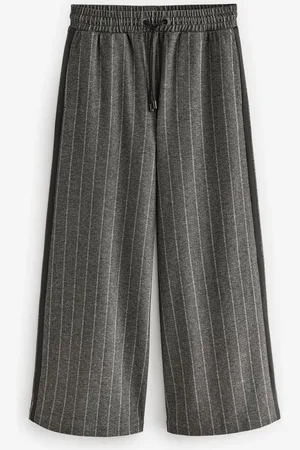 Next Charcoal Pinstripe Brushed Jersey Wide Leg Trousers