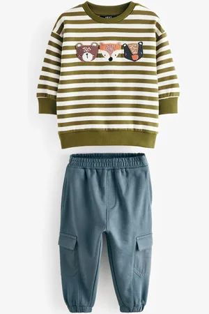 Next /Ecru Stripe Sweatshirt and Utility Joggers 2 Piece Set (3mths-7yrs)