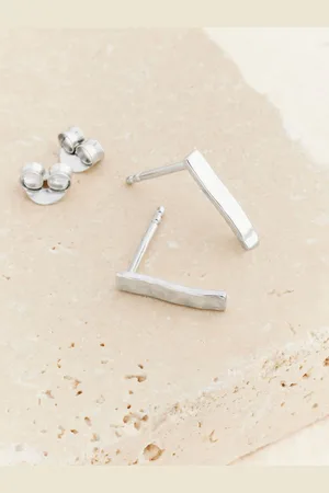 Next Sterling Hammered Bar Stud Earrings