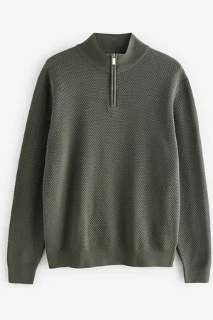 Next Texture Regular Fit 100% Cotton Premium Quarter Zip Jumper