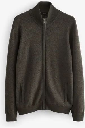 Next Khaki Regular Fit 100% Cotton Premium Zip-Through Jumper