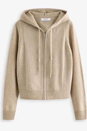 Next 100% Wool Premium Zip Through Knitted Hoodie