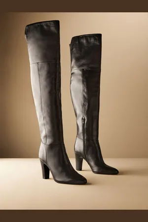 Next Leather Premium Over The Knee Heeled Boots