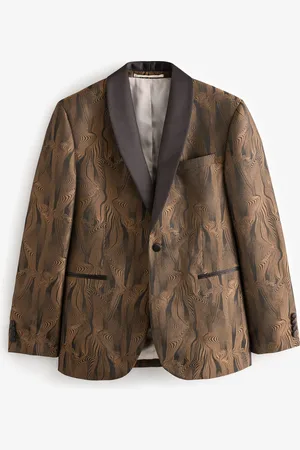 Next Slim Fit Gold Jacquard Tuxedo Suit Jacket